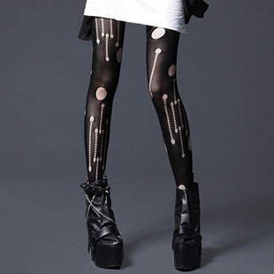 Womens leggings with irrgular lace and skull printed for freeshipping