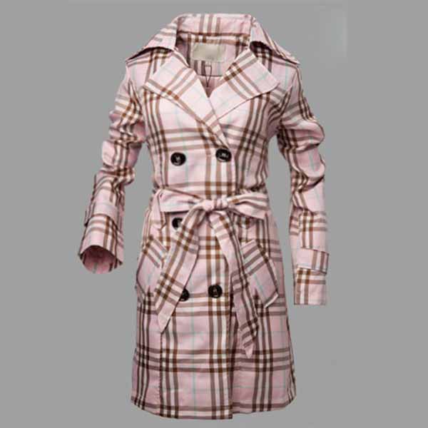 Womens Long Sleeve Slim-fit Plaid Windbreaker Jacket Coat