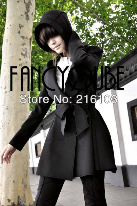 Womens No Button Long Sleeve Hooded Coat Jacket Outerwear Dress Style Top With Belt NO.0051