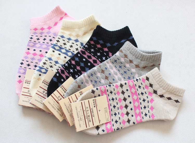 womens Socks Slippers cotton new 2012 short sock 60pcs/lot mix colors 23-25cm