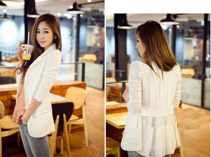 Womens Tunic Blazer Long Sleeve Jacket Casual One Button Suit Coat Slim 2Colors