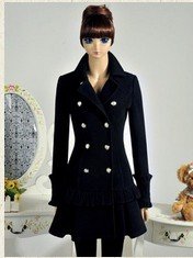Womens Winter Wool Coat Trench Parka Outwear Double-breasted Jacket