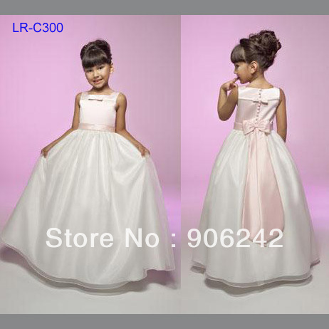 Wonderful Organza WIth Bowknot Back Newest Bridal Flower Girl Dress Buttoned Back LR-C300