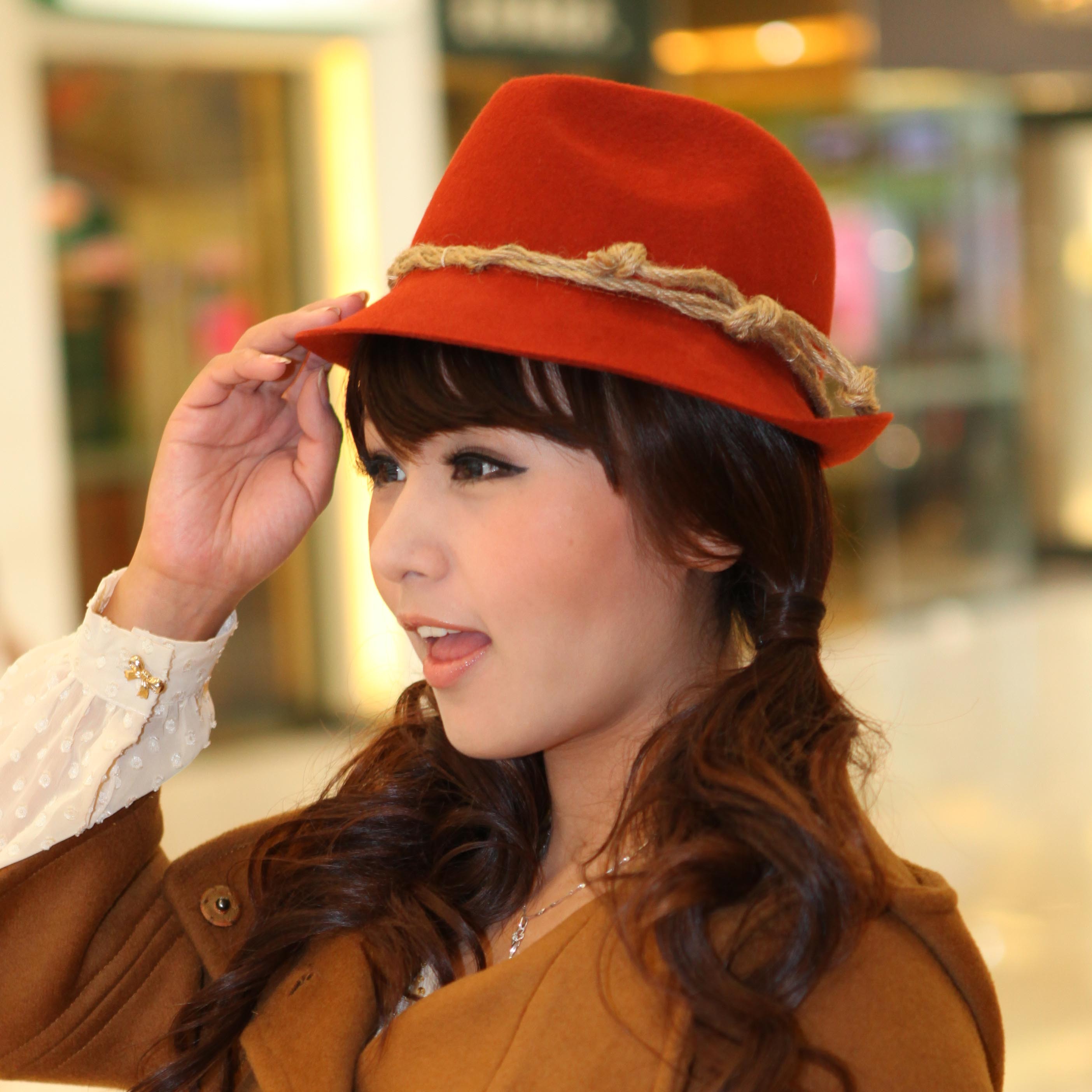 Wood autumn and winter twiner hat basin hat female fashionable casual pure woolen hat