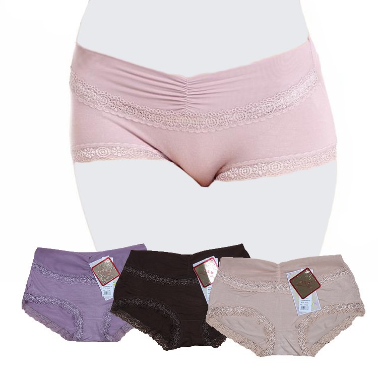 Wood milk cotton panty mohl cotton sexy low-waist lace decoration antibiotic breathable panties