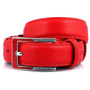 Woodpecker strap women's strap genuine cowhide leather pin buckle belt red fashion