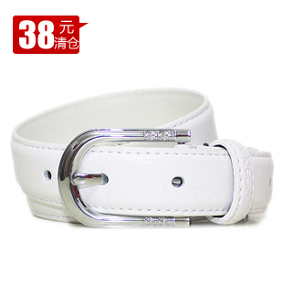 Woodpecker women's genuine white cowhide leather belt strap brief casual all-match high quality