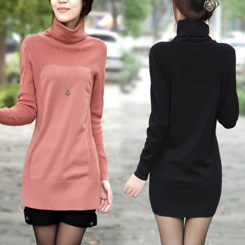 Wool 2012 women's slim medium-long pullover turtleneck basic shirt sweater