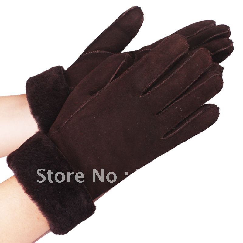 Wool and fur in one gloves genuine leather wool lovers motorcycle winter thermal