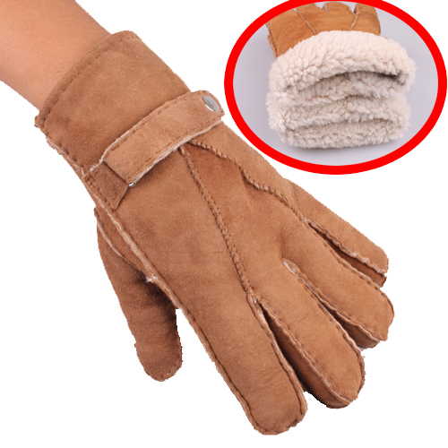 Wool and fur in one gloves genuine leather wool lovers motorcycle winter thermal gloves