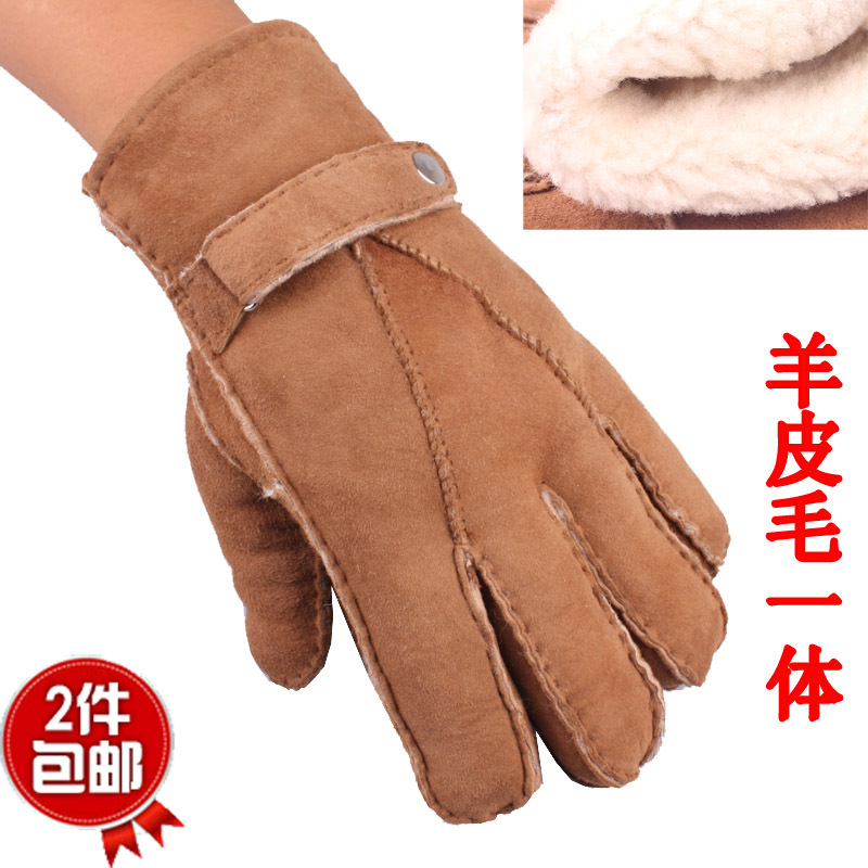 Wool and fur in one gloves genuine leather wool lovers motorcycle winter thermal gloves new arrival