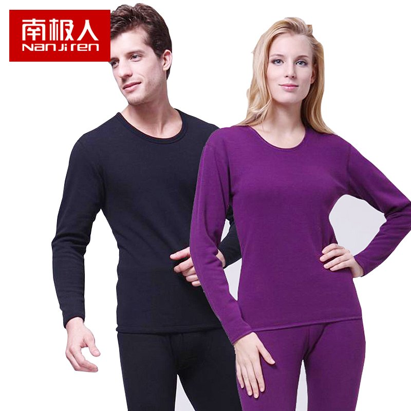 Wool bamboo gold cashmere thermal underwear o-neck thickening plus velvet thermal set free air mail