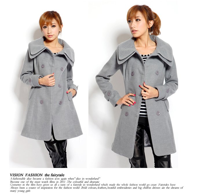 Wool coat Women Slimming trench coat Double breast winter outerwear long overcoat Free shipping warm windbreaker 2013 new style