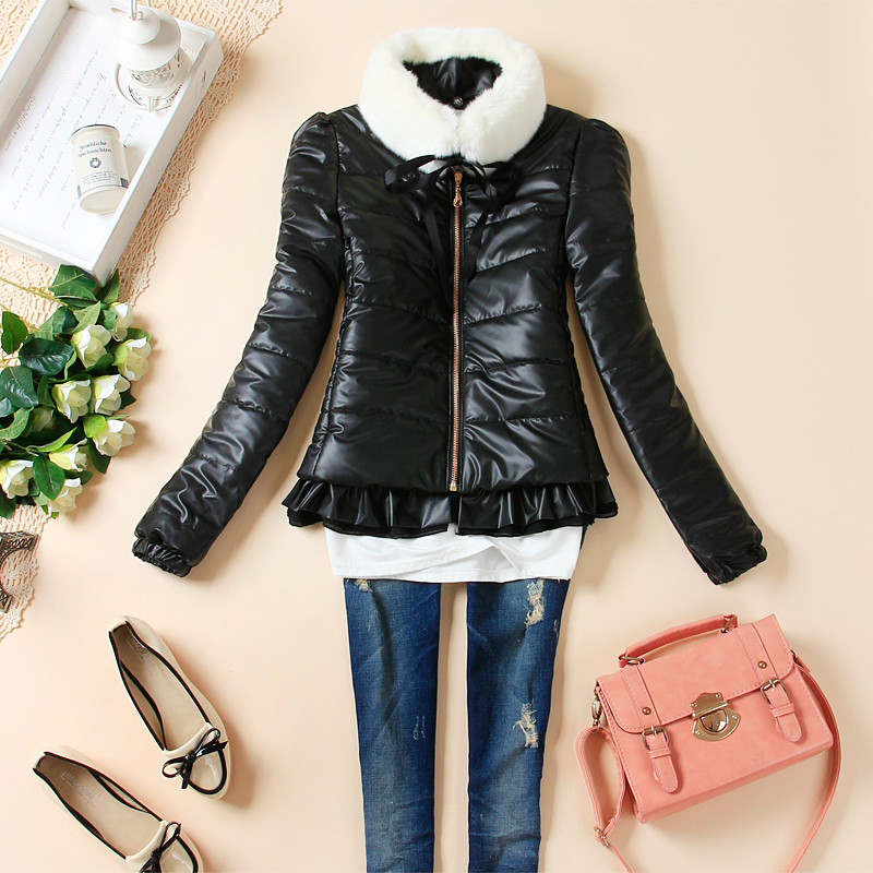 Wool collar belt laciness wadded jacket female 8417156p105