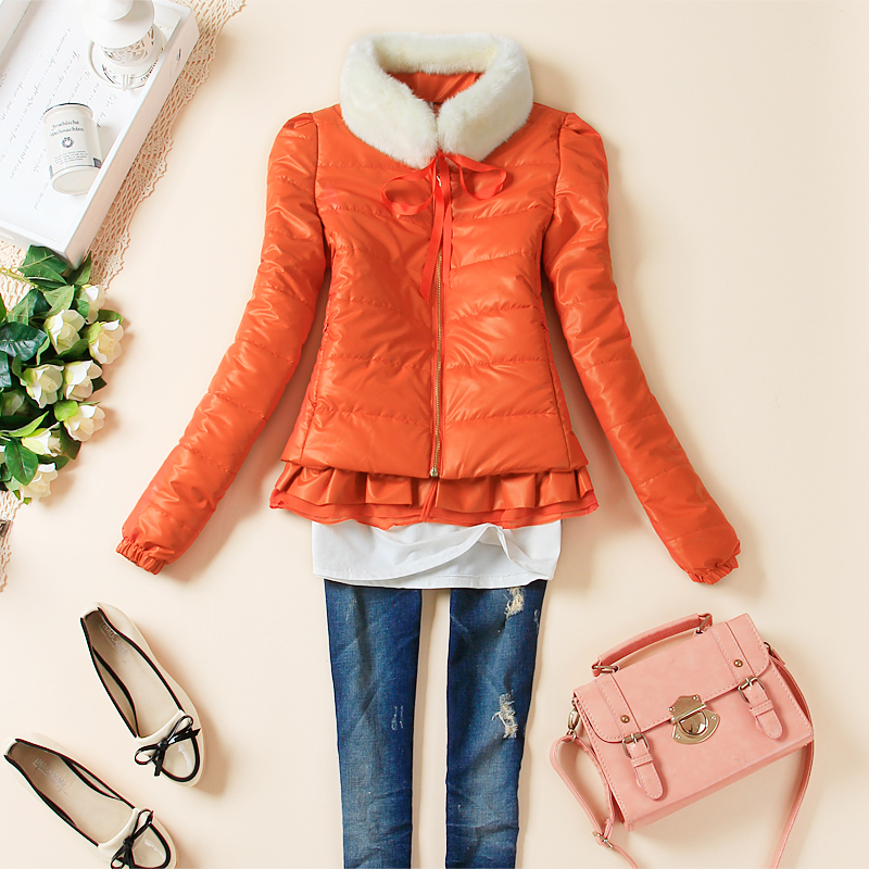 Wool collar belt laciness wadded jacket female 8417156p105