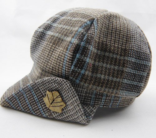 Wool Plaid Women Hat flanging Maple wood button decoration of 2012 NEW Painter cap B11099