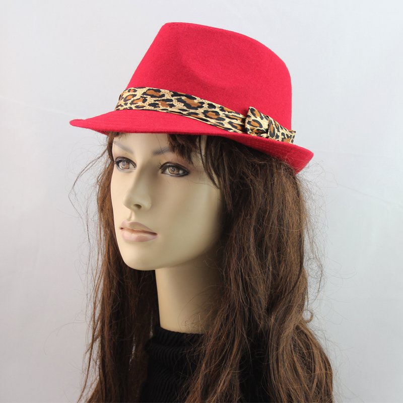 Wool Top Hat Adult Leopard ribbon 3 Colors Autumn Wholesale, B12056 FREE SHIPPING