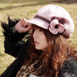 Woolen flower women's beret hat female spring and autumn spring and autumn casual sweet flower