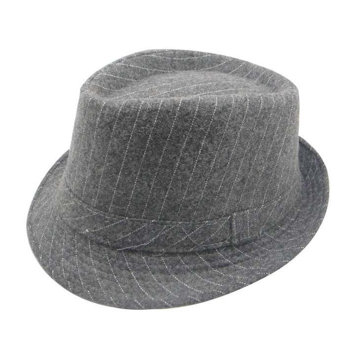 Woolen jazz fedoras hat stripe women's autumn and winter hat woolen fedoras vintage fashion fedoras