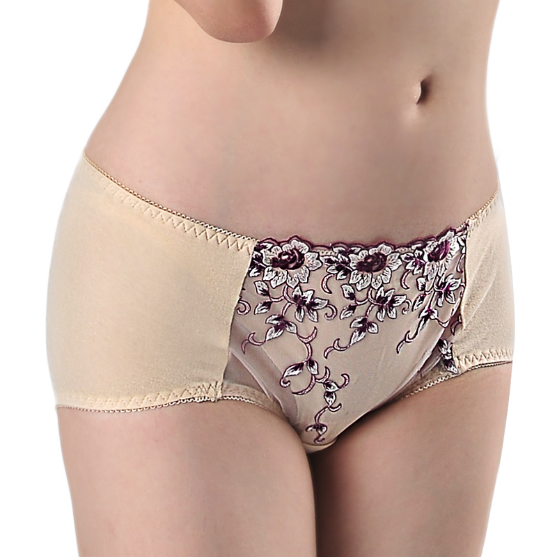 Wordssettle flowers quality embroidery panty trunk comfortable breathable noble underwear