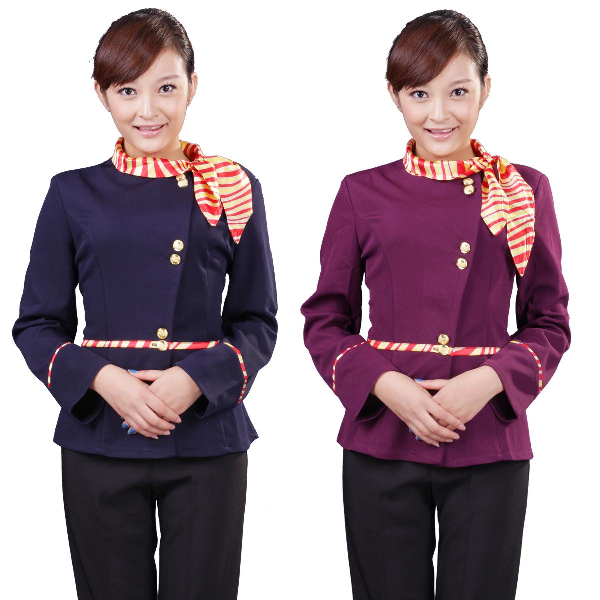 Work wear autumn and winter female front desk long-sleeve stewardess uniforms work wear