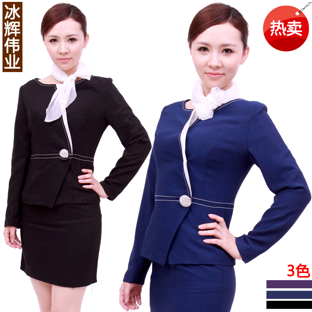 Work wear autumn and winter female work wear long-sleeve front desk stewardess uniforms professional set