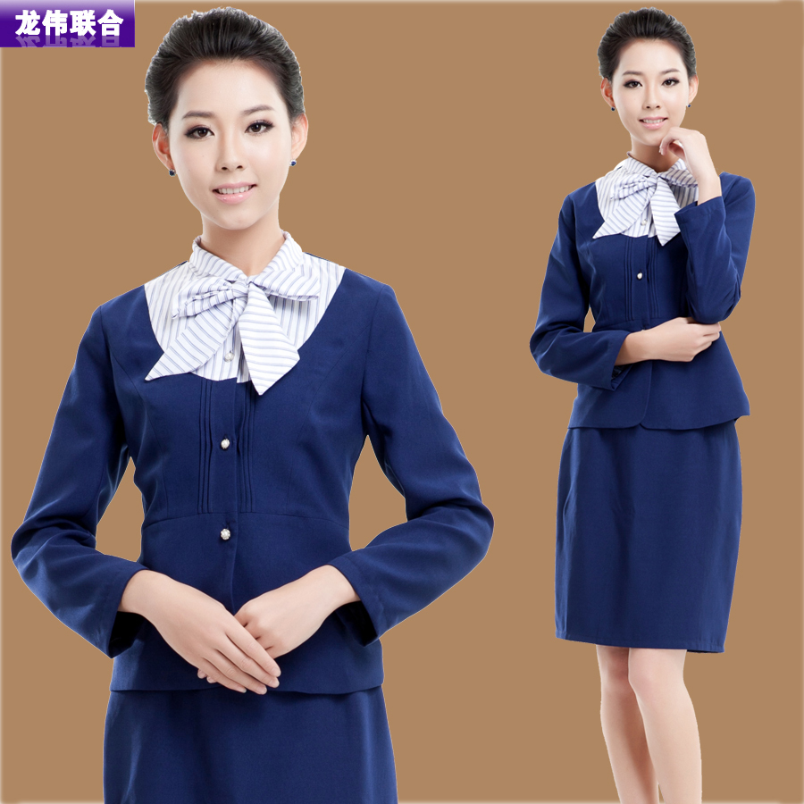 Work wear autumn and winter stewardess uniforms long-sleeve clothes front desk uniform
