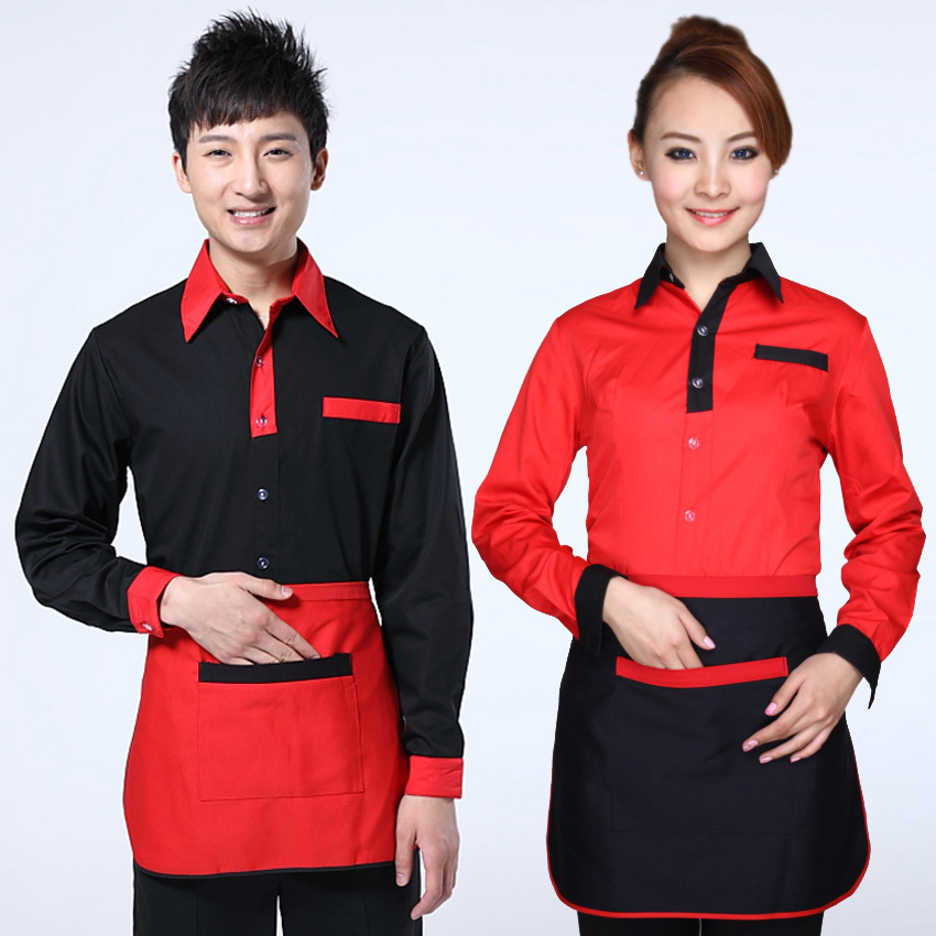 Work wear autumn and winter waiter uniform long-sleeve podjarka clothes