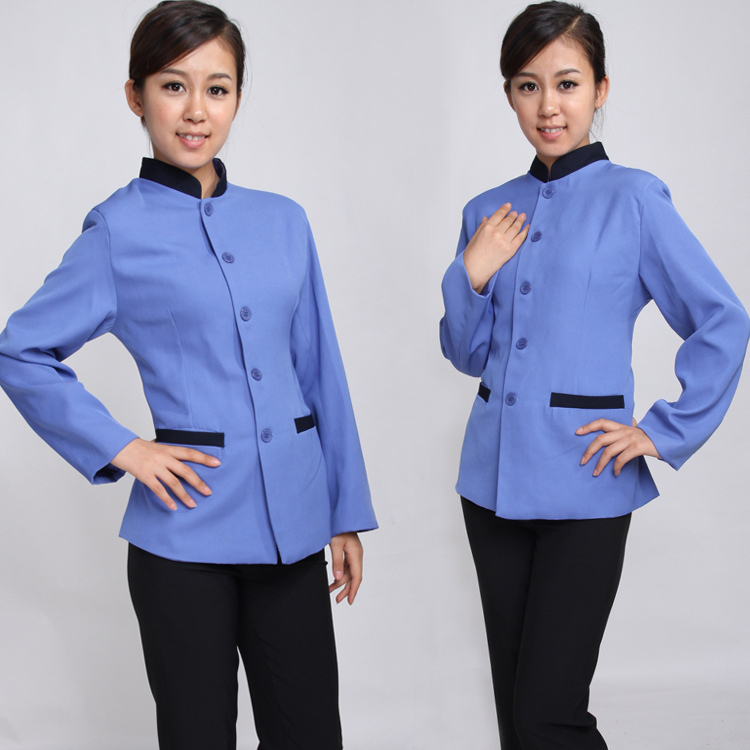 Work wear cleaning service clothes long-sleeve autumn and winter female