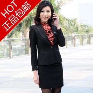 Work wear female three pieces set formal work wear OL outfit white collar suit skirt half sleeve shirt suit trousers