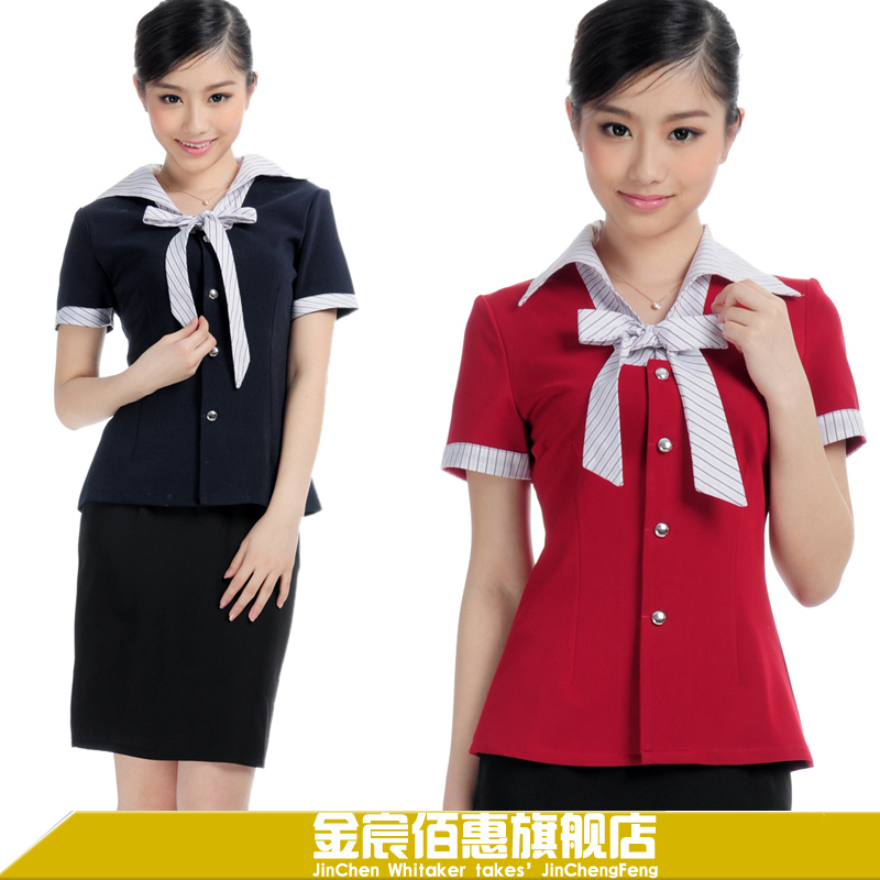 Work wear summer waiter uniform short-sleeve clothes female b326