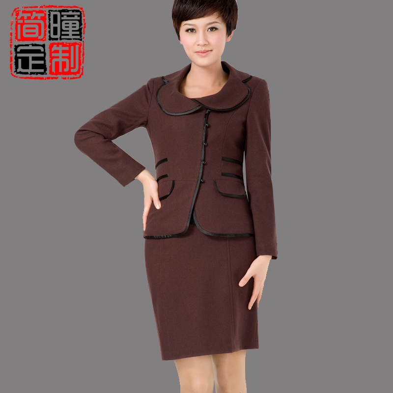 Work wear women's skirt fashion quality autumn and winter thick woolen set a186