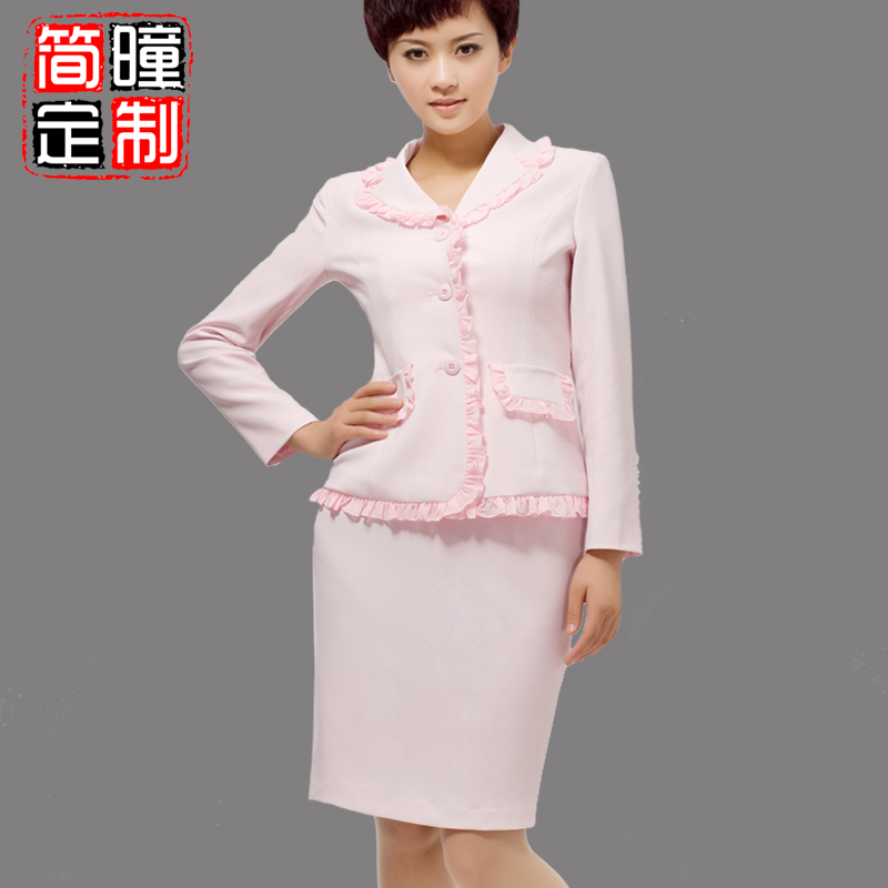 Work wear women's skirt gentlewomen elegant ol pink lace bride set autumn a167
