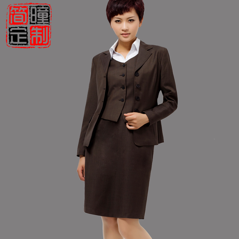 Work wear women's skirt suit vest step skirt three piece set plus size a171