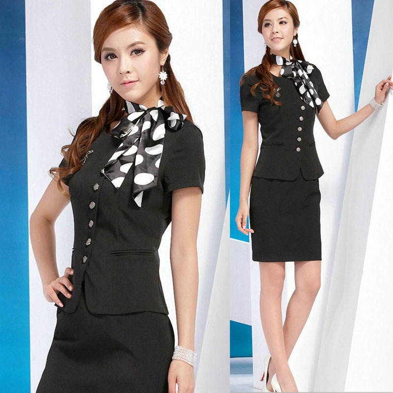 Work wear women summer skirt slim set short-sleeve dress formal fashion work wear 8707