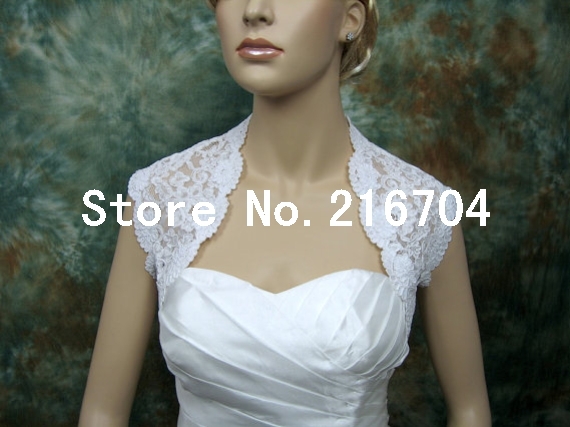 WR015 Beautiful White Lace Floral Cap Sleeves Bridal Wedding Jacket Retail