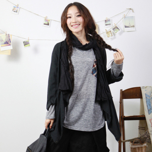 Wrist-length sleeve irregular cardigan