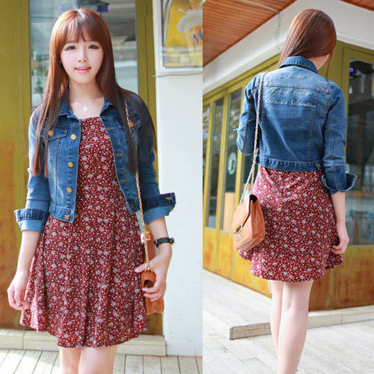 Wrist-length sleeve short design denim coat outerwear 10218 free shipping