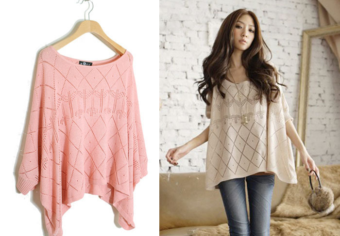 WRSC 3501 is cutout pullover batwing sleeve loose knitted sweater shirt free shipping wholesale