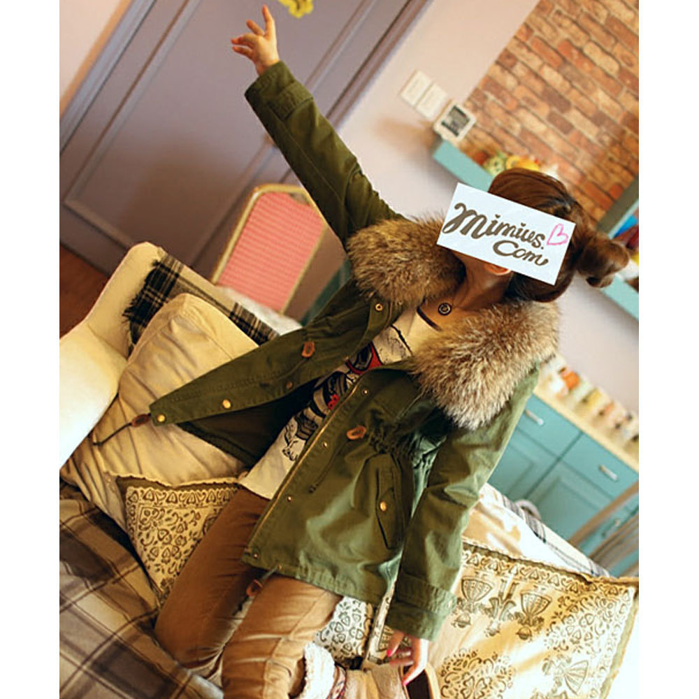 Wt4006 luxury raccoon fur slim waist clothes outerwear