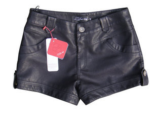 X . sa 2011 PU pants super shorts leather pants low-waist Black single-shorts female k11201