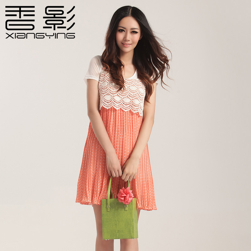 X . YING 2012 summer polka dot spaghetti strap one-piece dress twinset e822127