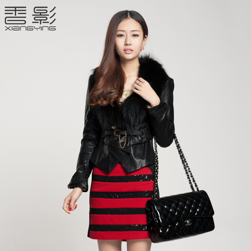 X . YING 2013 spring female fashion fur collar leather slim leather clothing p1234001