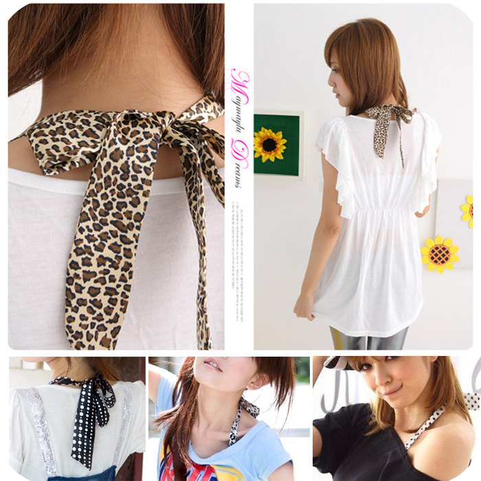 X0177 spring and summer chiffon shoulder strap underwear shoulder strap bow bra shoulder strap leopard print neck shoulder strap