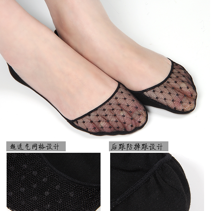 X0341 women's sock slippers invisible socks summer shallow mouth socks cotton female gauze lace socks