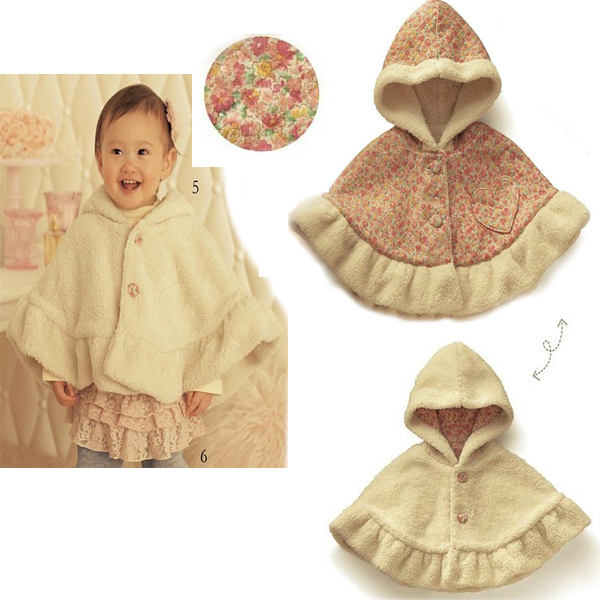 X108 female child reversible cloak plush outerwear