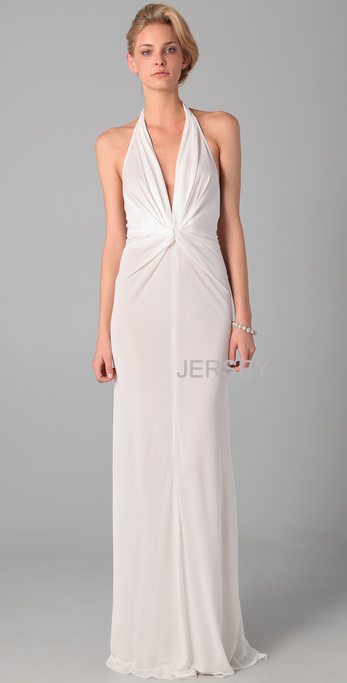 X1096 white black elegant sexy halter-neck V-neck racerback long design banquet ktv evening dress skirt