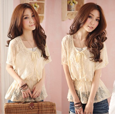 xiao) 2013 spring women's high quality sweet rope sexy lace twinset chiffon shirt