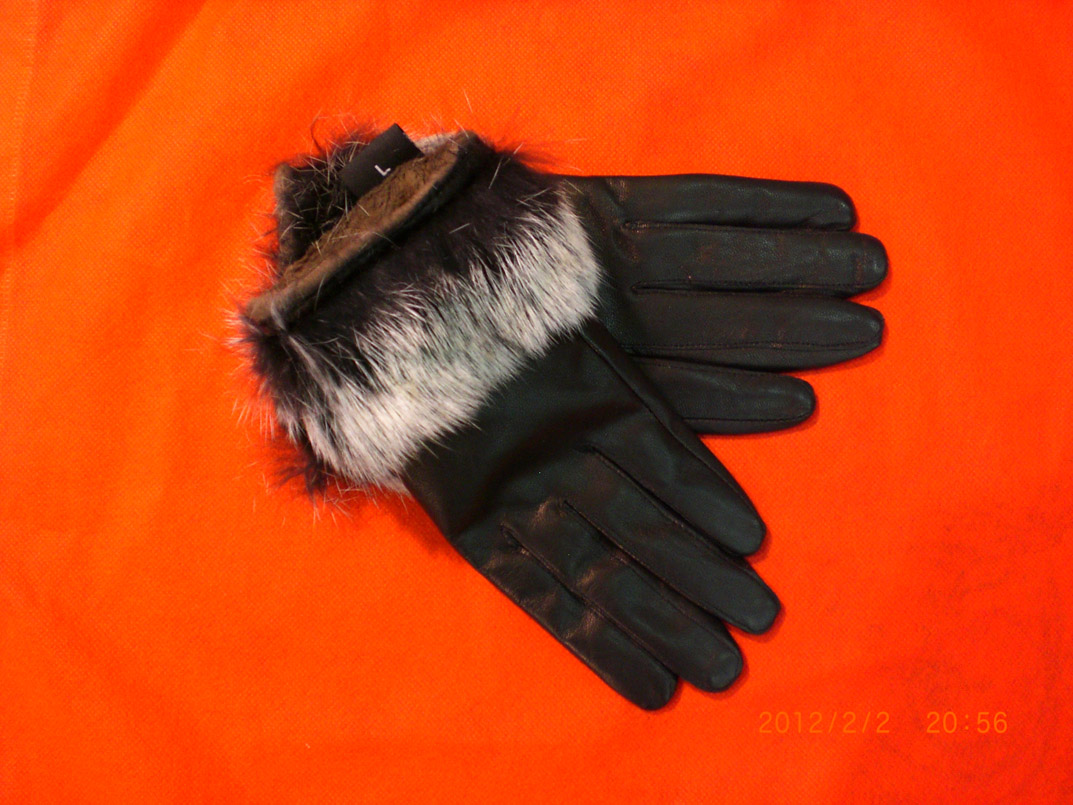 Xinxin fur black pure sheepskin fox fur women's genuine leather gloves