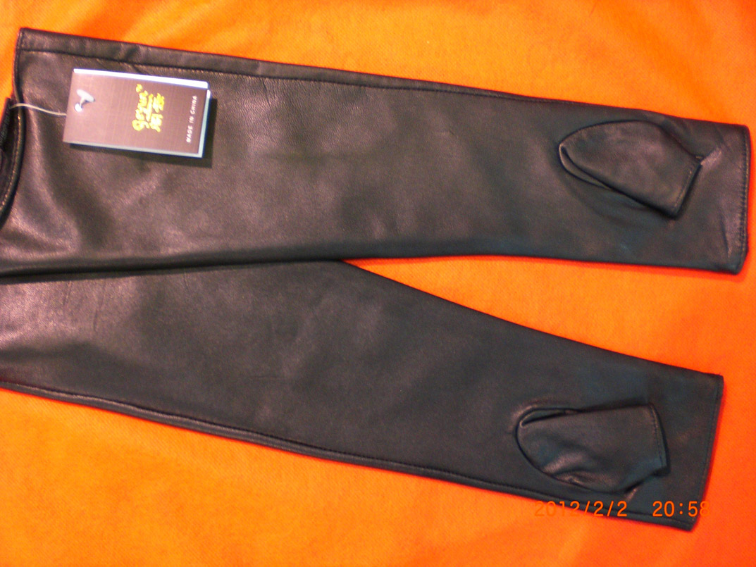 Xinxin fur black women's semi-finger pure sheepskin genuine leather gloves